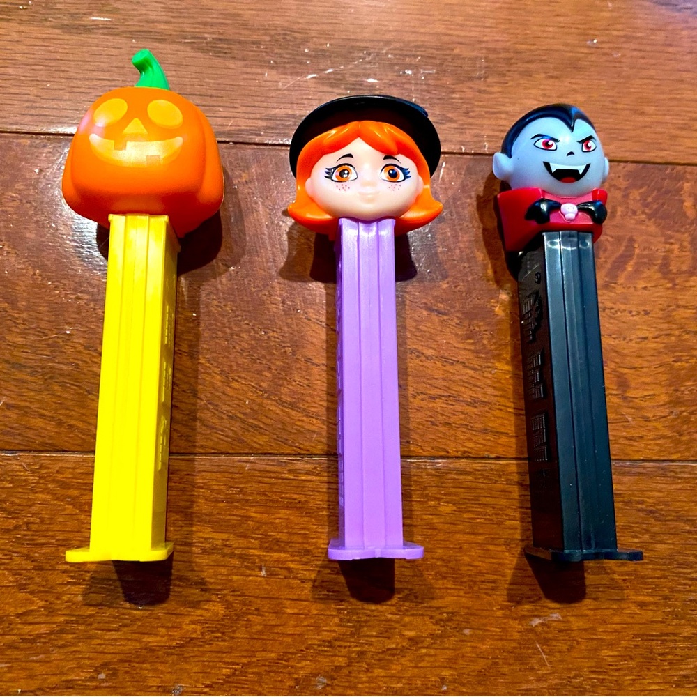 Set of 3 Halloween Pez-Jack O Lantern Pumpkin, Witch and Vampire